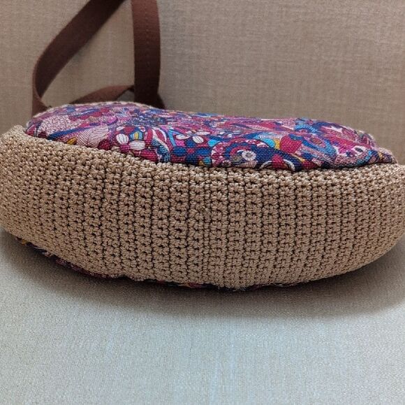 Sakroots Ryder Crochet Canvas Crescent Crossbody Shoulder Bag Boho Scandi Girl - Picture 6 of 13